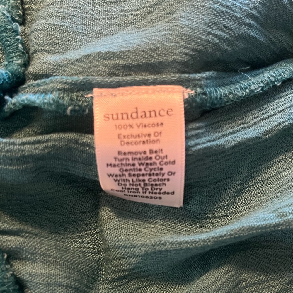 Sundance Teal Spice Route Embroidered Wide Leg Pants‎ Elastic Waist Size Large - Picture 4 of 5